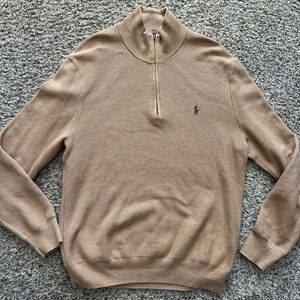 Polo Ralph Lauren Blue Label Tan Zip-Up Sweater L